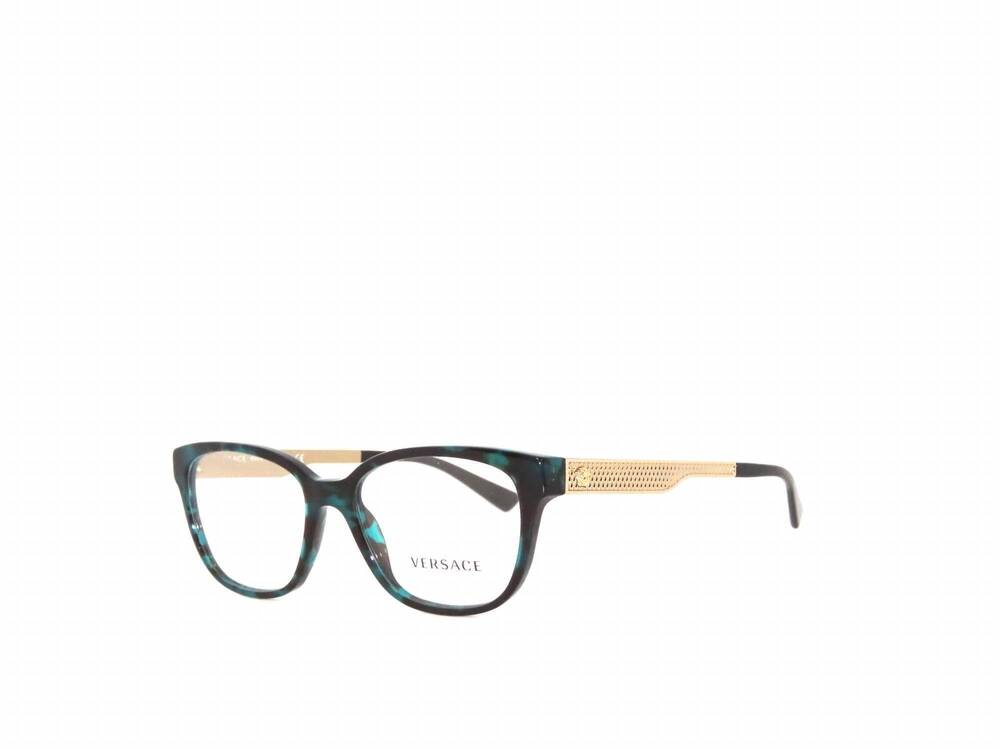 NEW VERSACE women's ve3240 square eyeglasses in green havana / gold